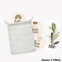 Cliths Pack of 13 Pieces Baby Milestone Cards, Wooden Baby Monthly Milestone Cards, Rainbow, Rainbow Milestone Cards