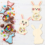 American-Elm 10 Pieces Easter Wooden Bunny Cut-Outs, Unfinished Wood Rabbit Cut-Outs, Easter Wood Bunny Slice Ornament for Easter Spring Home Decor Classroom DIY Craft