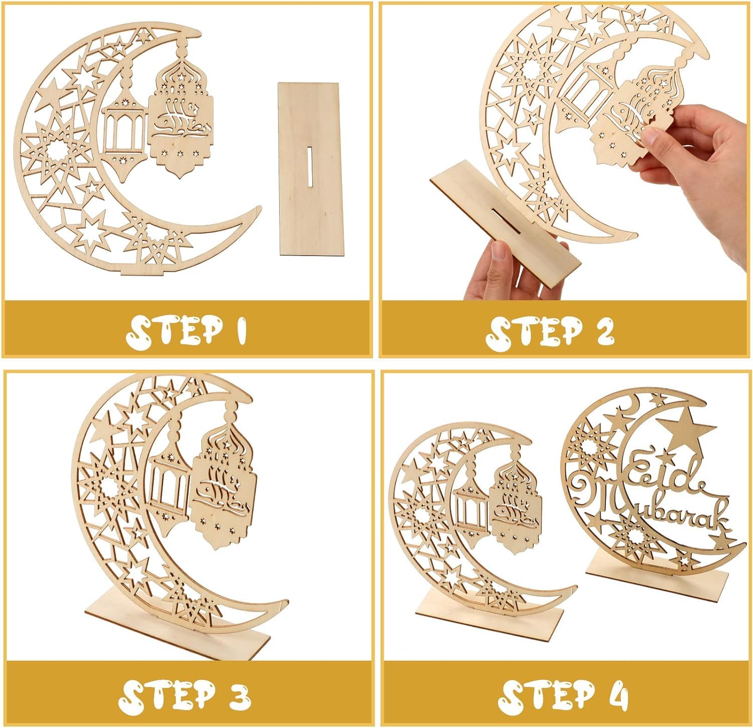 BAEIDO 2PCS Ramadan Mubarak Decorazioni da Tavola, Segno da Tavolo Eid Kareem in Legno per la Casa, Centrotavola, Novità Lanterne Luna Stella Cava Castelli Ornamento per Islamici Musulmani Al-Fitr BAEIDO 2PCS Ramadan Mubarak Decorazioni da Tavola, Segno da Tavolo Eid Kareem in Legno per la Casa, Centrotavola, Novità Lanterne Luna Stella Cava Castelli Ornamento per Islamici Musulmani Al-Fitr
