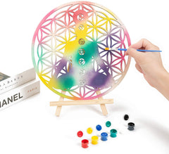 Cliths Pack of 1 Piece Wooden Flower of Life Wall Art Wooden Crystal Grid Sacred Geometry Wall Decor Meditation Spiritual Zen Home Decor