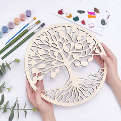 American-Elm (12 x 12) Inch Tree of Life Wooden Wall Art Sacred Geometry Home Decor, Laser Cut Wooden Wall Sculpture for Wall Hanging Decor Art Home Decoration