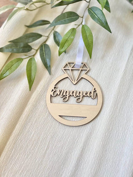 Cliths Pack of Wooden Engagement Wedding Ring Ornament, Wedding Engaged Ornament Laser Cut Wood Ornament.
