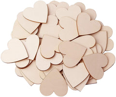 Cliths Pack of 50 pcs Unfinished Wooden 1.9 Inch Hearts Cutouts for Art & Craft, Blank Heart Shape Slices Cutouts for Decoration (Without Hole)