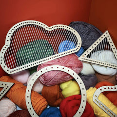 Whittlewud Pack of 3 Wood Cloud Weaving Loom Cloud Shape 3 Sets with Weaving Needles and Tools Suit for Kids, Beginners and Weaving Lovers