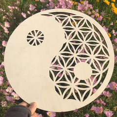 Cliths Pack of 1 Piece Wooden Flower of Life Crystal Grid Wall Hanging Decor – Taichi Wall Art & Zen Decor – Wooden Wall Sculpture