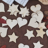 Cliths Pack of 50 pcs Unfinished Wooden 1.93 Inch Heart & 1.97 Inch Star Cutouts for Art & Craft, Wooden Heart & Star Shape