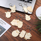 Cliths 13 Pieces Animal Wooden Keychain Blanks Unfinished Wooden Slices Cutouts Ornaments Keychains