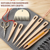 Whittlewud 12 Pieces Wood Hand Loom Stick Set, Include 5 Pieces Wood Weaving Crochet Needle with Wooden Shuttles Weaving Stick and Wood Weaving Comb for Knitted Crafts DIY
