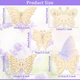 Cliths Pack of 27 Pcs Unfinished Wood Cutouts Blank Butterfly Wooden Paint Crafts for Kids Home Decoration Craft Project