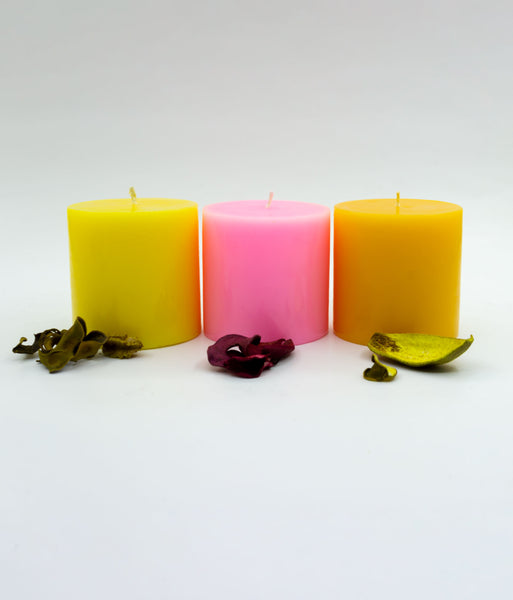 American-Elm Combo Pack of 3 Scented Rose Lemon & Sandal wood Aroma Candles ( 2.5x2.5 Inch)