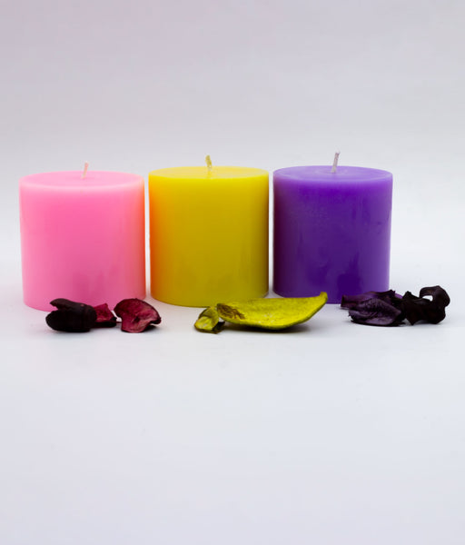 American-Elm Combo Pack of 3 Scented Rose Sandal wood & Levender Aroma Candles ( 2.5x2.5 Inch)