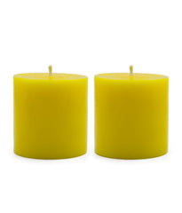 American-Elm Pack of 2 Scented Lemon Aroma Pillar Candle, Highly Scented Lemon Aroma Candle for Diwali Decoration Lightning (2.5x2.5 Inch)