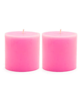 American-Elm Pack of 2 Scented Rose Aroma Pillar Candle for Home Decor Romantic Dinner, Aroma Decoration Party, Diwali (2.5x2.5 Inch)