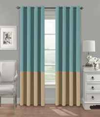 American-Elm Set Of 2 Both Sided Blue, Light Beige Room Darkening 2 Colour Blackout Curtains