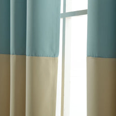 American-Elm Set Of 2 Both Sided Blue, Light Beige Room Darkening 2 Colour Blackout Curtains