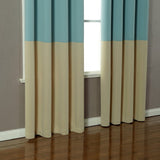 American-Elm Set Of 2 Both Sided Blue, Light Beige Room Darkening 2 Colour Blackout Curtains