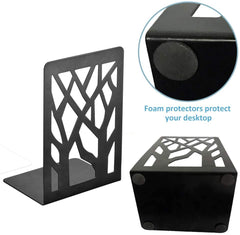 American-Elm Metal Bookends for Shelves - Non-Skid Base Book End Holders for Office- 8 Pcs Per Pack (Black)