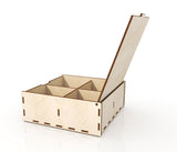 AmericanElm Decorative Oxidised Empty 4 Section Stylish Wooden Box For Multi Use, Colour, decorate DIY Box(6 X 6 X 2 IN)
