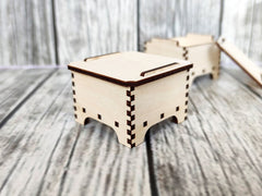 AmericanElm Pack of 2 Rectangle Unfinished Birch ply Wooden Box Natural DIY Craft Stash Boxes  for Arts Hobbies and Home Storage