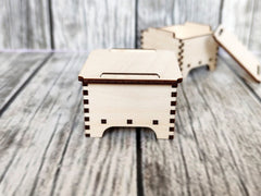 AmericanElm Pack of 2 Rectangle Unfinished Birch ply Wooden Box Natural DIY Craft Stash Boxes  for Arts Hobbies and Home Storage