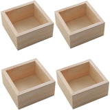 AmericanElm Pack of 4 Pcs Rustic Wooden Box (3.7 x 3.7 x 2 inches) Storage Organizer Craft Box for Collectibles Home Venue Decor