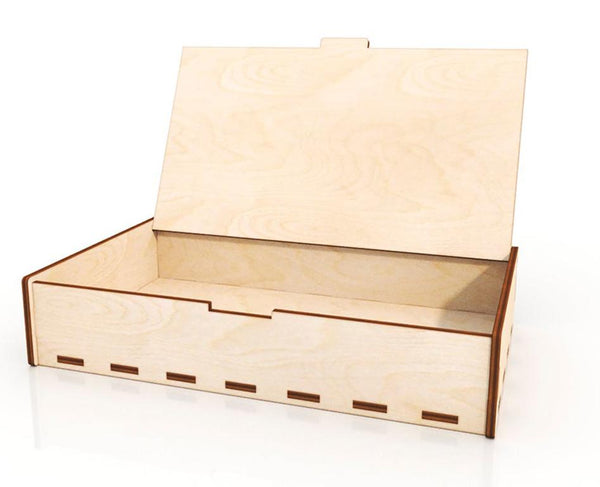 Buy AmericanElm Wooden Rectangle Unfinished Box, DIY Craft Wooden Boxes ...