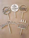 AmericanElm Pack of 5 Wooden Birthday Cake Topper for Cake Decorations Party Supplies Home Decoration