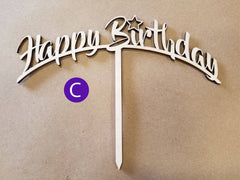 AmericanElm Pack of 5 Wooden Birthday Cake Topper for Cake Decorations Party Supplies Home Decoration