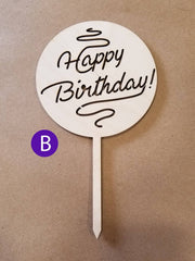 AmericanElm Pack of 5 Wooden Birthday Cake Topper for Cake Decorations Party Supplies Home Decoration