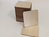 AmericanElm Set of 100 Wooden Square with Rounded Corners Unfinished  Plain Coasters for DiningTable