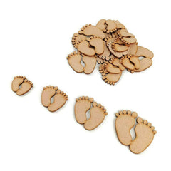 AmericanElm Pack of 10 Pcs Wooden Baby Feet Pair MDF Craft Shapes for Newborn Birth Decoration, Embellishment