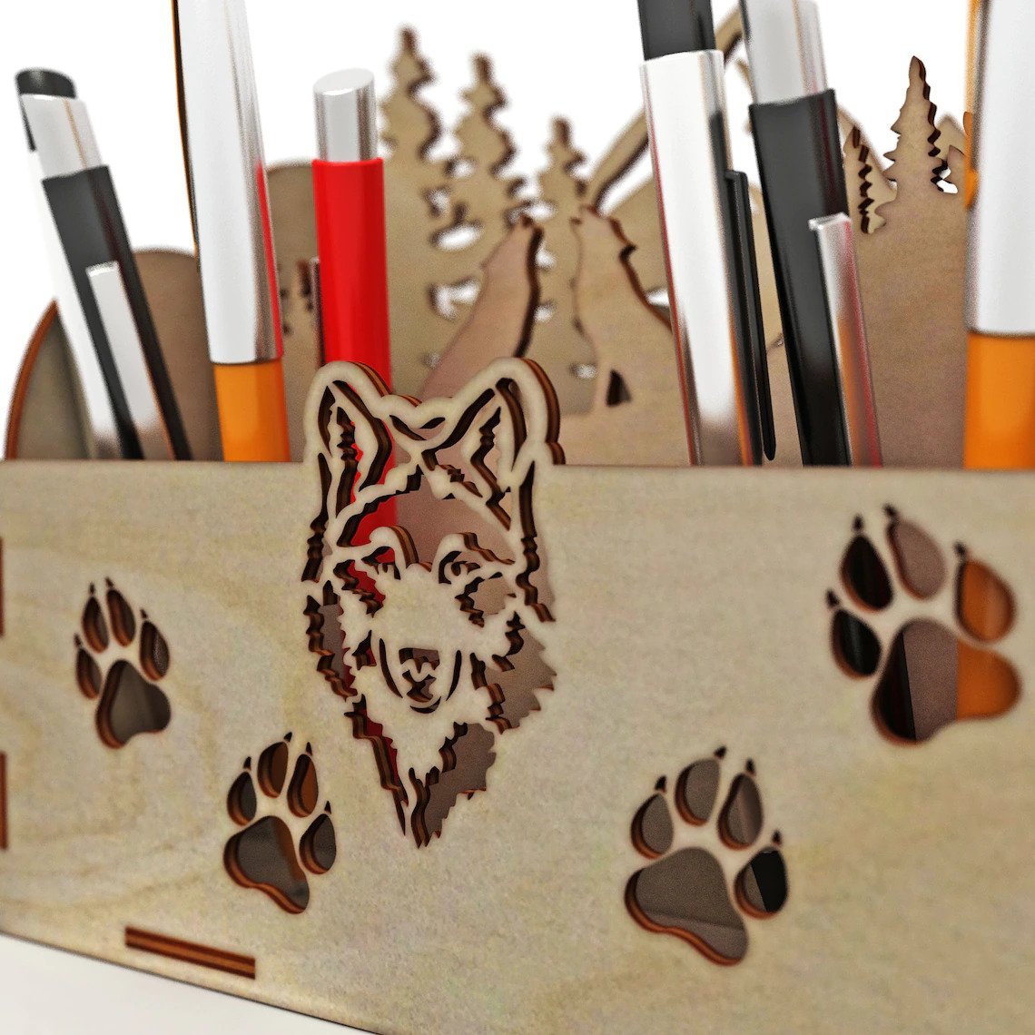 wooden pen holder for table