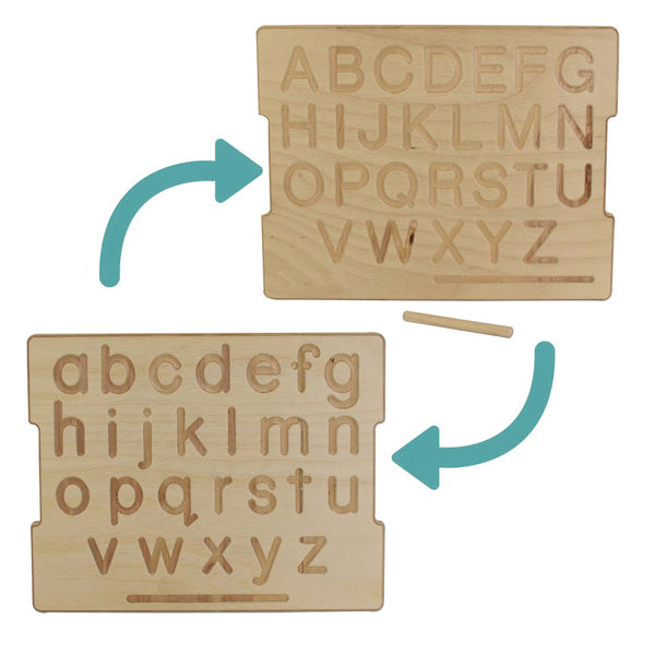 AmericanElm Alphabet Tracing Boards  ABC Upper case and ABC Lower Case | Wooden Learning Toys for preschoolers