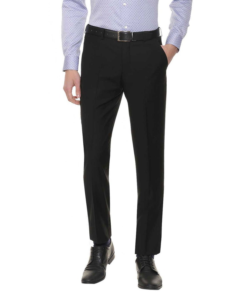 Formal Trouser: Check Men Black Cotton Formal Trouser at Cliths