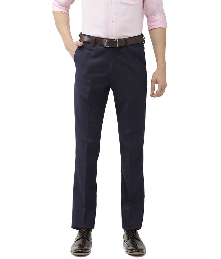 Buy Navy Stretch Solid Formal Trouser S494828 – House of Stori