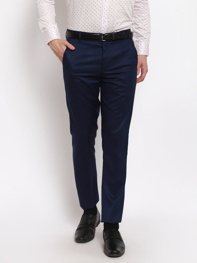 Shop formal pants for women prussian blue pants - Mamicha