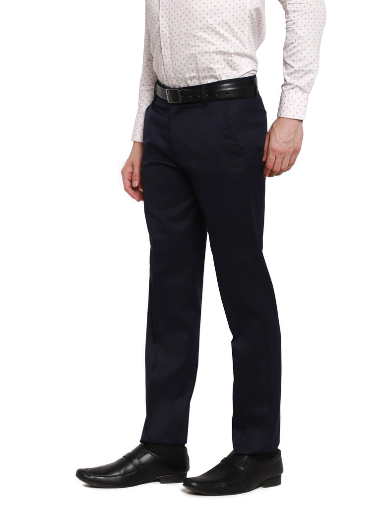 Buy Cantabil Navy Blue Checkered Non Pleated Regular Fit Mid Rise Formal  Trousers for Men  Navy Blue Formal Pants for Men  Formal Wear Regular Fit  Trousers for Men MTRF00127Navy32 at