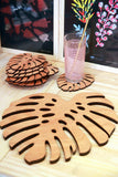 AmericanElm Wooden Placemat and Coaster for Dining table (1 Placemat 30x33 cm, 3 coaster 9x9 cm )