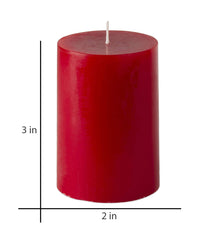 American-Elm 3 pcs Unscented 2x3 Inch Red Round Pillar Candle, Hand Poured Premium Wax Candles for Home Decor