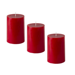 American-Elm 3 pcs Unscented 2x3 Inch Red Round Pillar Candle, Hand Poured Premium Wax Candles for Home Decor