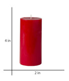 American-Elm 3 pcs Unscented 2x4 Inch Red Round Pillar Candle, Hand Poured Premium Wax Candles for Home Décor