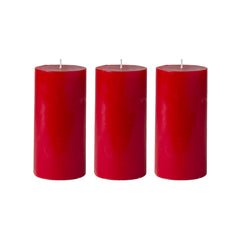 American-Elm 3 pcs Unscented 2x4 Inch Red Round Pillar Candle, Hand Poured Premium Wax Candles for Home Décor