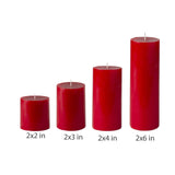 American-Elm 3 pcs Unscented 2x4 Inch Red Round Pillar Candle, Hand Poured Premium Wax Candles for Home Décor