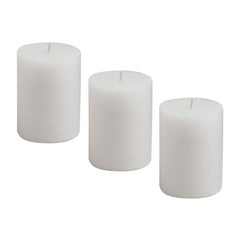 American-Elm 3 pcs Unscented 3x4 Inch White Round Pillar Candle, Premium Wax Candles for Home Decor