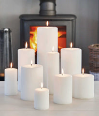 American-Elm 3 pcs Unscented 3x4 Inch White Round Pillar Candle, Premium Wax Candles for Home Decor