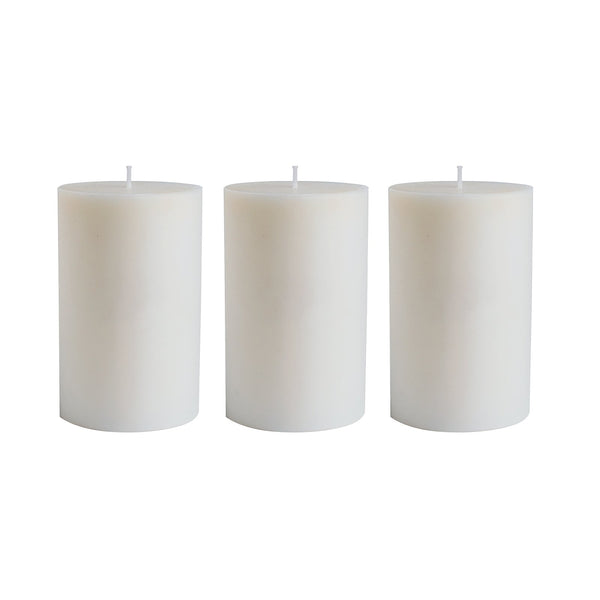 American-Elm 3 pcs Unscented 3x5 Inch White Round Pillar Candle, Premium Wax Candles for Home Decor