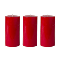 American-Elm 3 pcs Unscented 3x6 Inch Red Round Pillar Candle, Premium Wax Candles for Home Decor