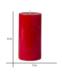 American-Elm 3 pcs Unscented 3x6 Inch Red Round Pillar Candle, Premium Wax Candles for Home Decor