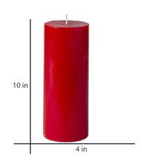 American-Elm Pack of 3 Unscented 4x10 Inch Red Round Pillar Candle, Hand Poured Premium Wax Candles for Home Decor