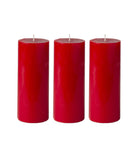 American-Elm Pack of 3 Unscented 4x10 Inch Red Round Pillar Candle, Hand Poured Premium Wax Candles for Home Decor